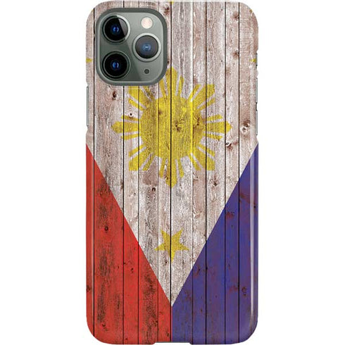 Philippines Flag Dark Wood iPhone 11 Pro Lite Case